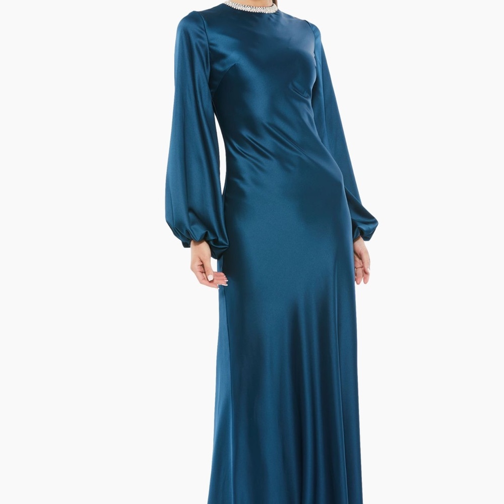 Leena satin sheath gown 
Mac Duggal